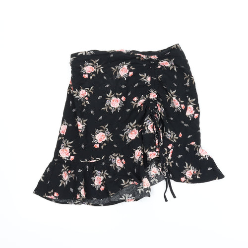 Divided Womens Black Floral  A-Line Skirt Size 6