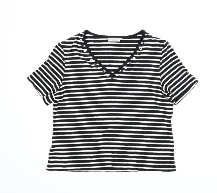 CC Womens Black Striped Basic T-Shirt Size L