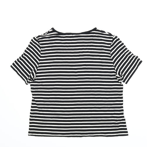 CC Womens Black Striped  Basic T-Shirt Size L