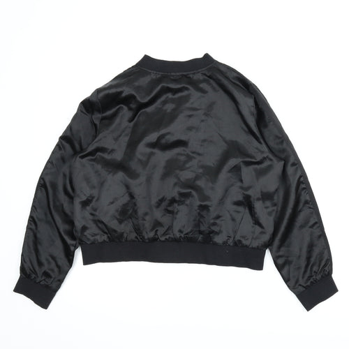 Cosmic Womens Black Animal Print  Bomber Jacket Jacket Size 14