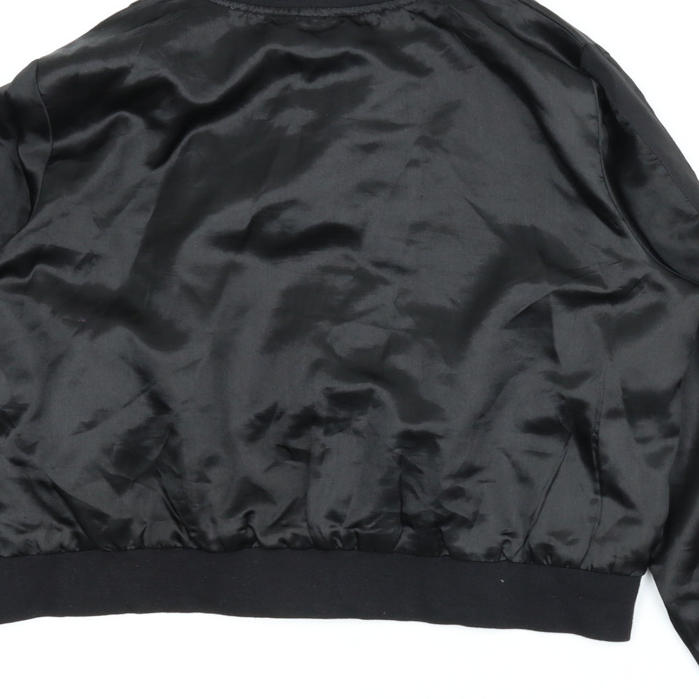 Cosmic Womens Black Animal Print  Bomber Jacket Jacket Size 14