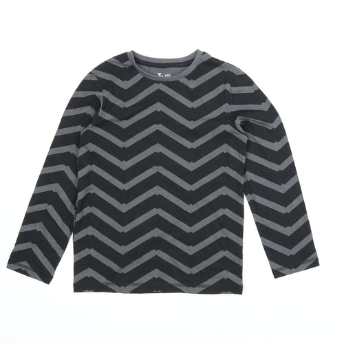 TU Boys Grey Striped  Basic T-Shirt Size 7 Years