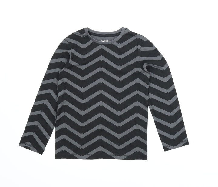 TU Boys Grey Striped  Basic T-Shirt Size 7 Years