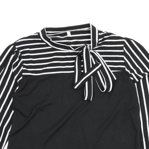 Preworn Womens Black Striped  Basic Blouse Size XL