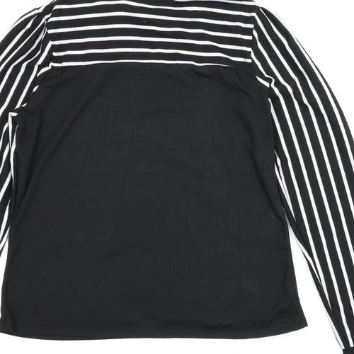 Preworn Womens Black Striped  Basic Blouse Size XL