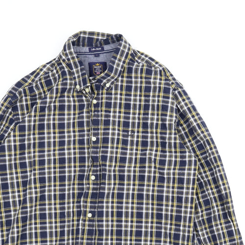 Rhino Mens Blue Plaid   T-Shirt Size L