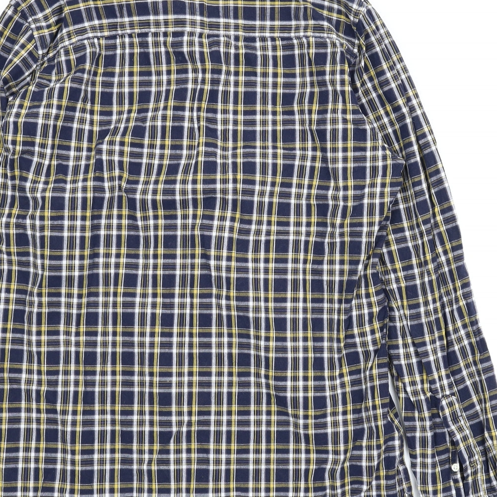 Rhino Mens Blue Plaid   T-Shirt Size L