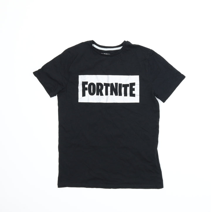 Primark Boys Black Basic T-Shirt Size M - Fortnite