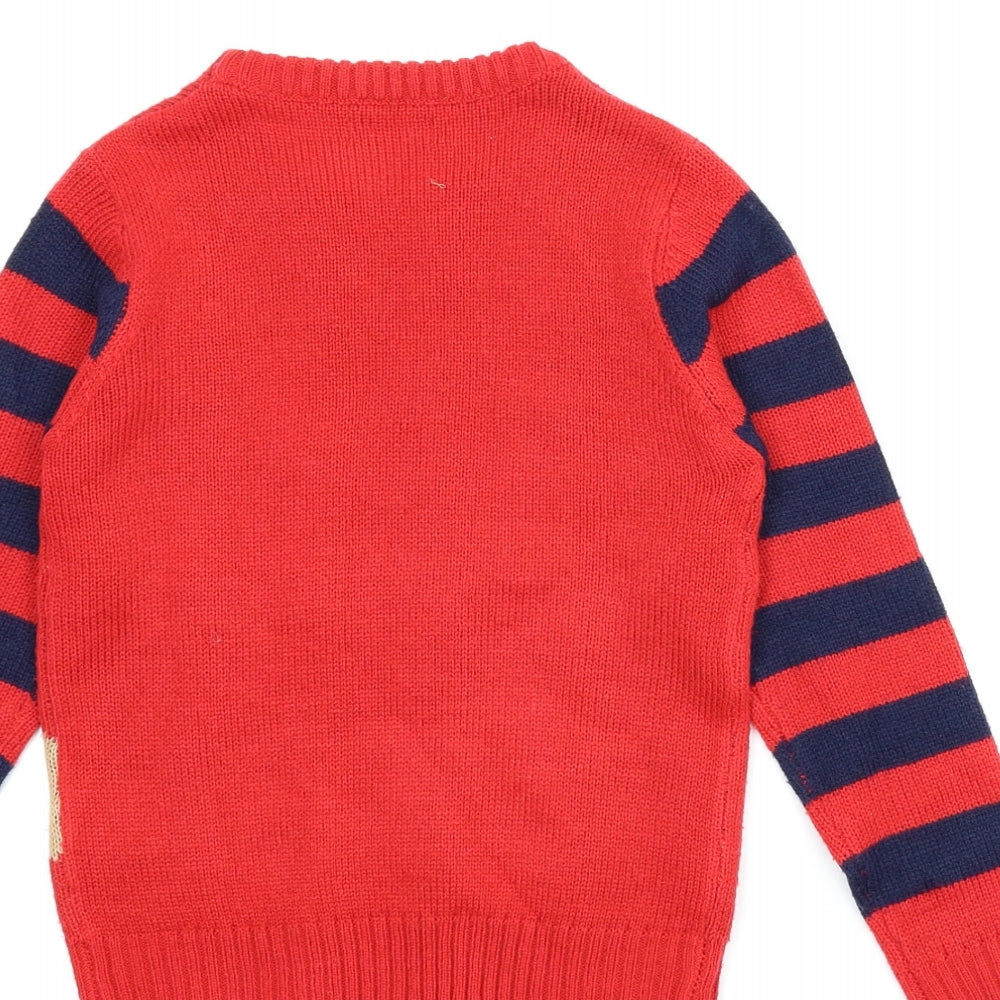 Boys Boys Red Animal Print  Pullover Jumper Size 7-8 Years  - Christmas