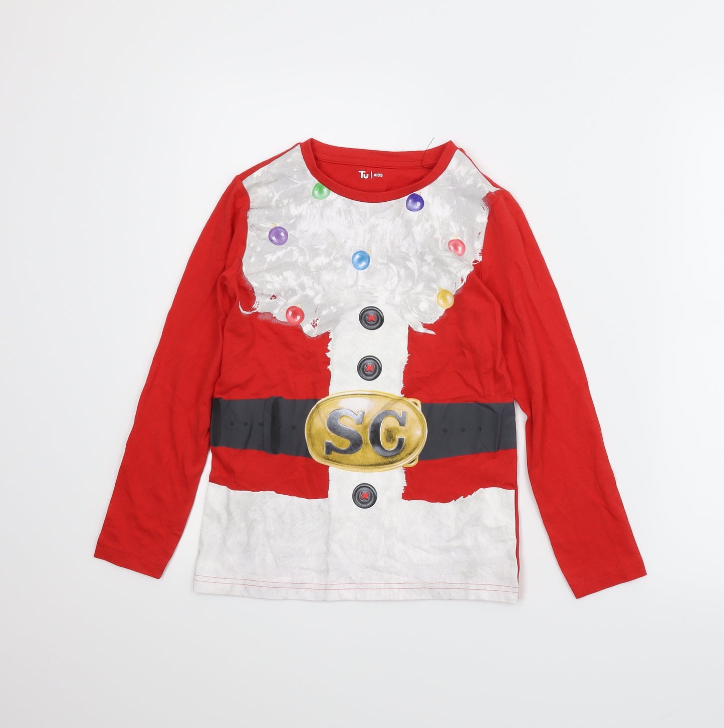 TU Boys Red   Basic T-Shirt Size 8 Years  - Christmas