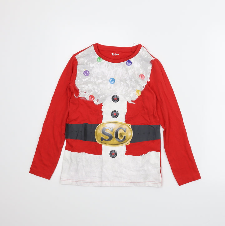 TU Boys Red   Basic T-Shirt Size 8 Years  - Christmas