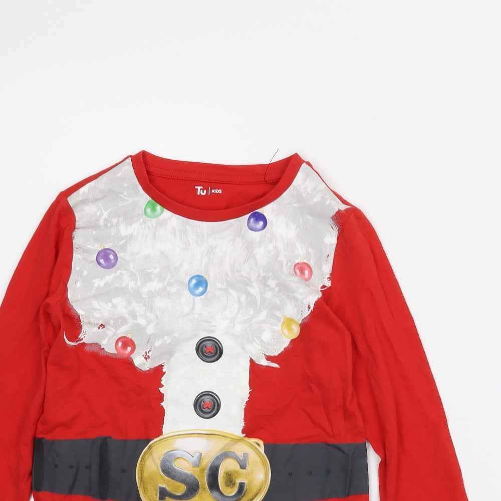 TU Boys Red   Basic T-Shirt Size 8 Years  - Christmas