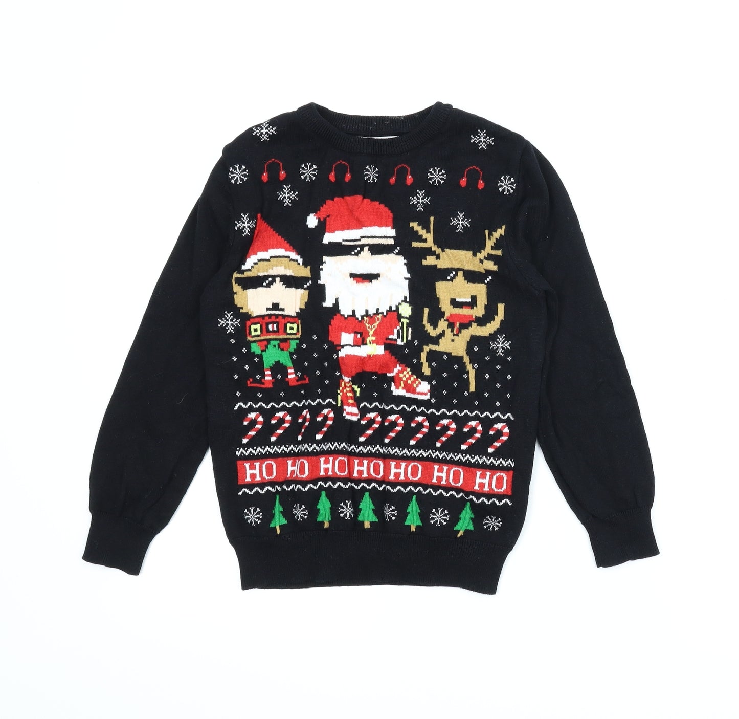 Primark Boys Black   Pullover Jumper Size 7-8 Years  - Christmas