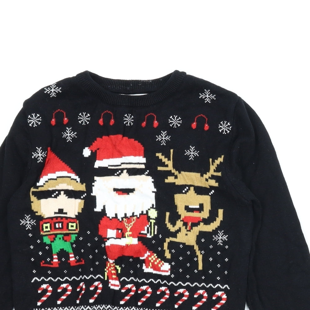 Primark Boys Black   Pullover Jumper Size 7-8 Years  - Christmas