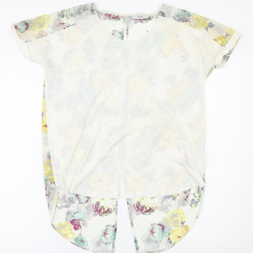 Next  Womens White Floral  Basic T-Shirt Size 10