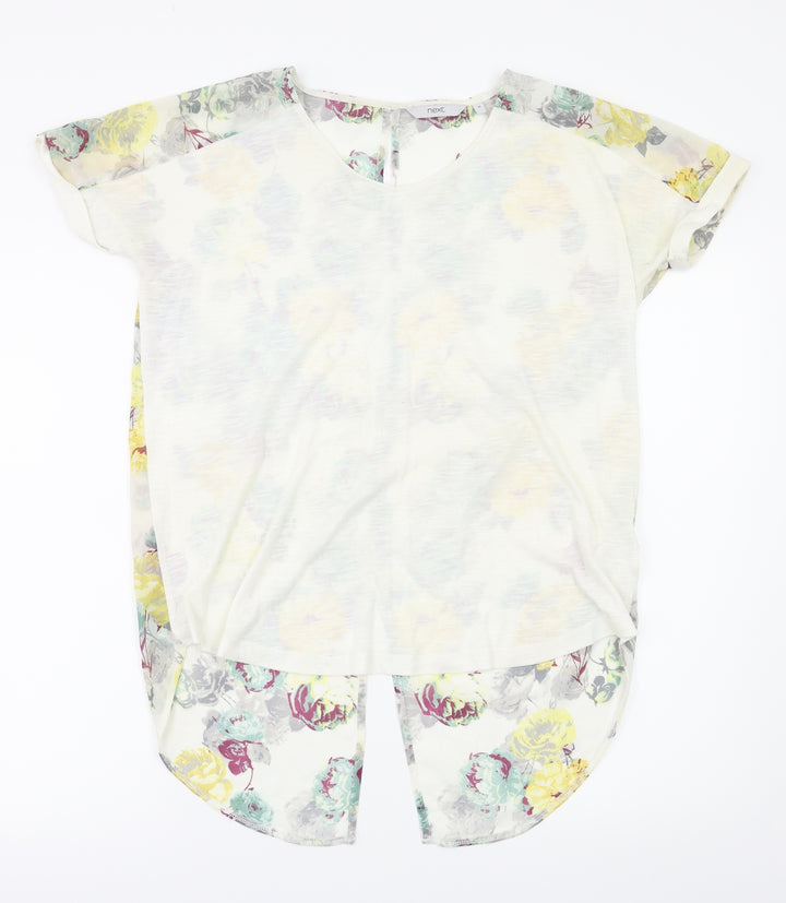 Next  Womens White Floral  Basic T-Shirt Size 10