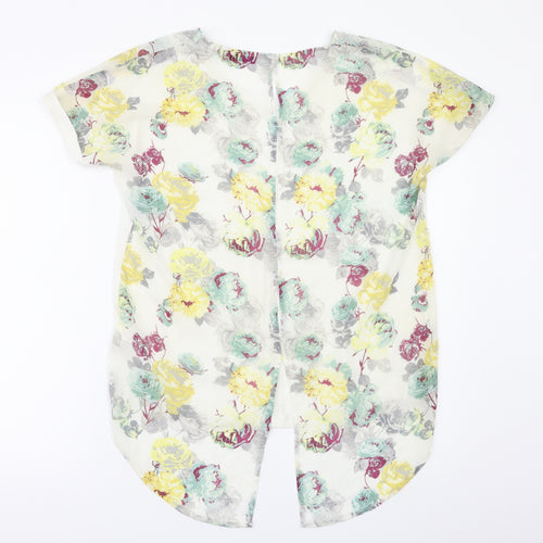 Next  Womens White Floral  Basic T-Shirt Size 10