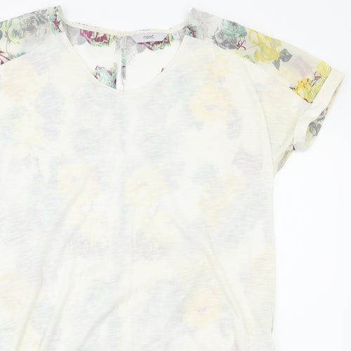 Next  Womens White Floral  Basic T-Shirt Size 10