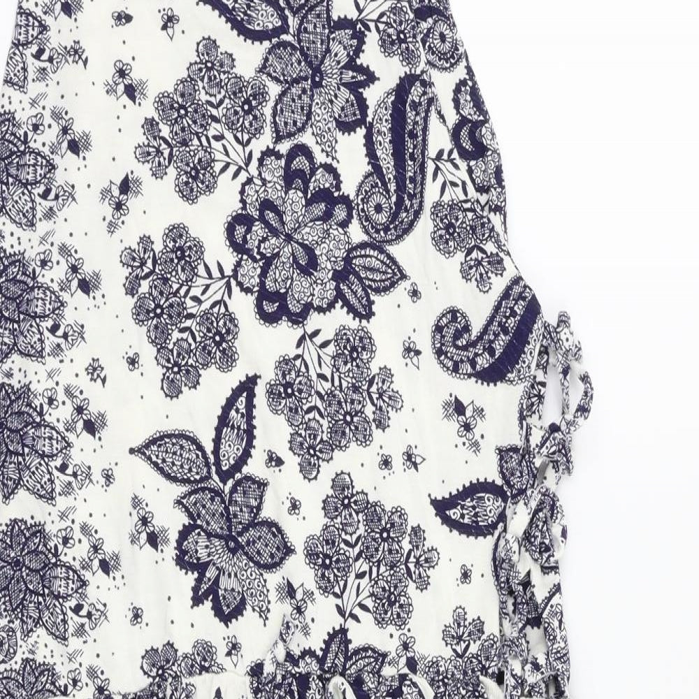 Boohoo Womens Blue Floral  Fit & Flare  Size 16