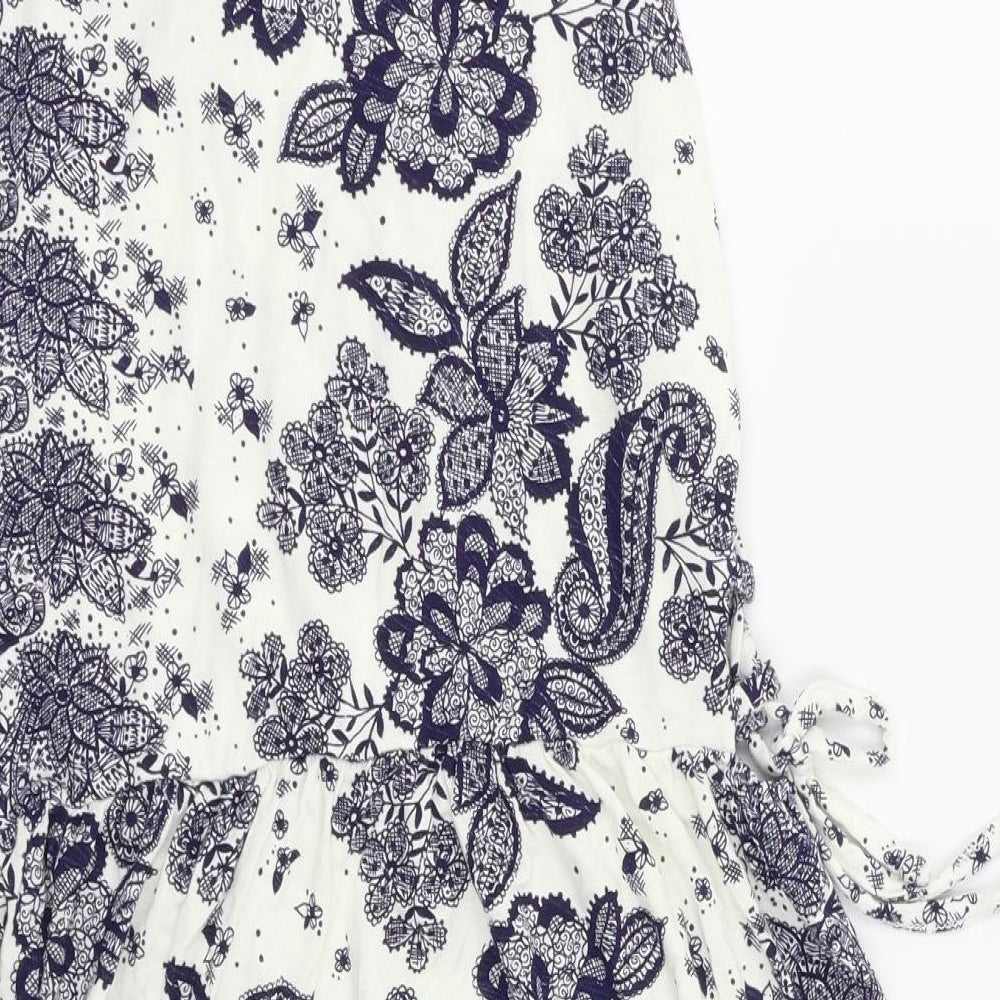 Boohoo Womens Blue Floral  Fit & Flare  Size 16