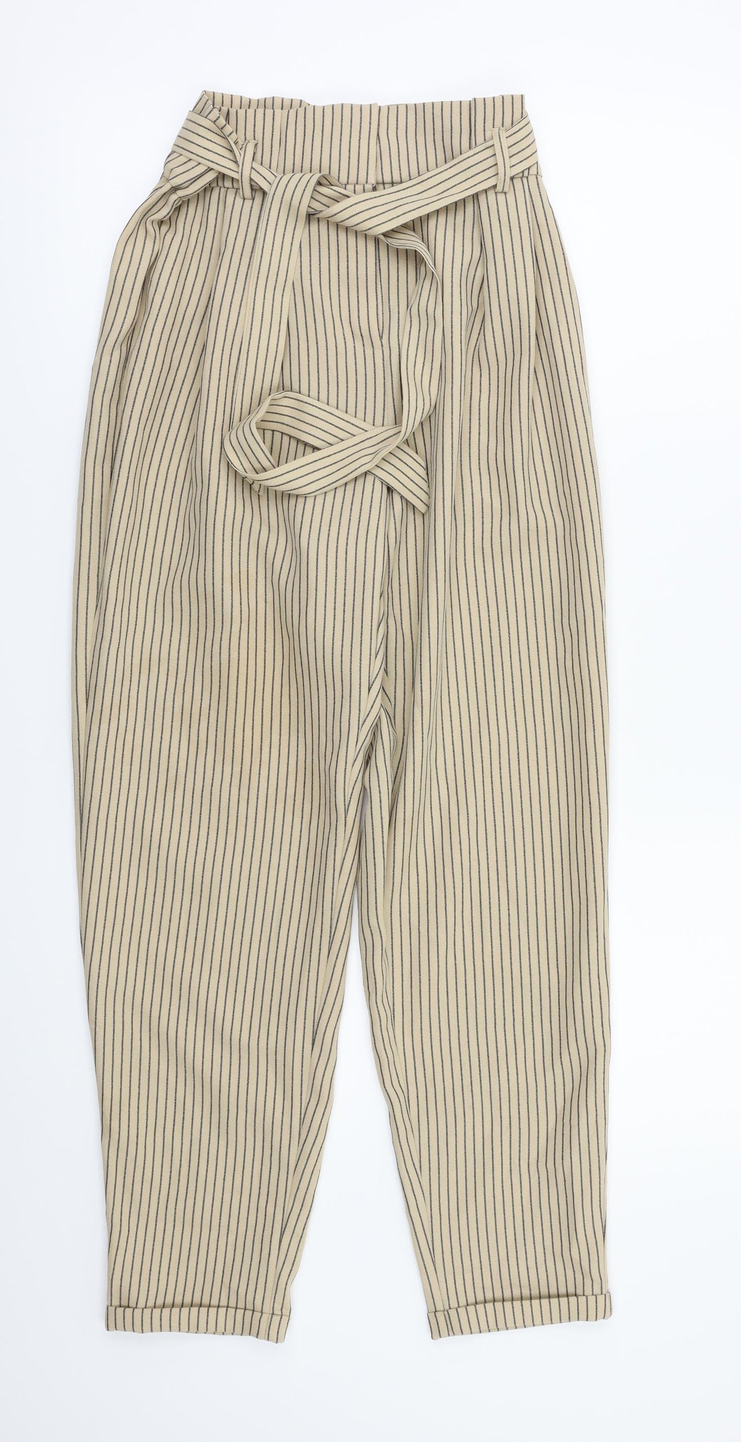 Primark Womens Beige Striped  Trousers  Size 6 L26 in