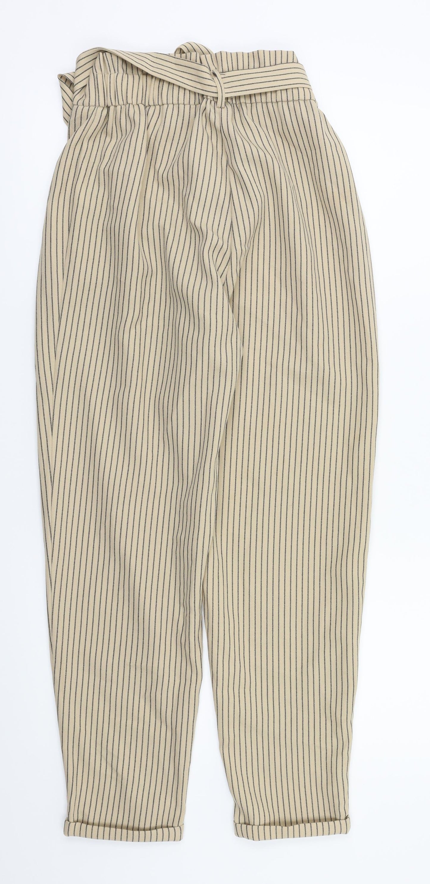 Primark Womens Beige Striped  Trousers  Size 6 L26 in