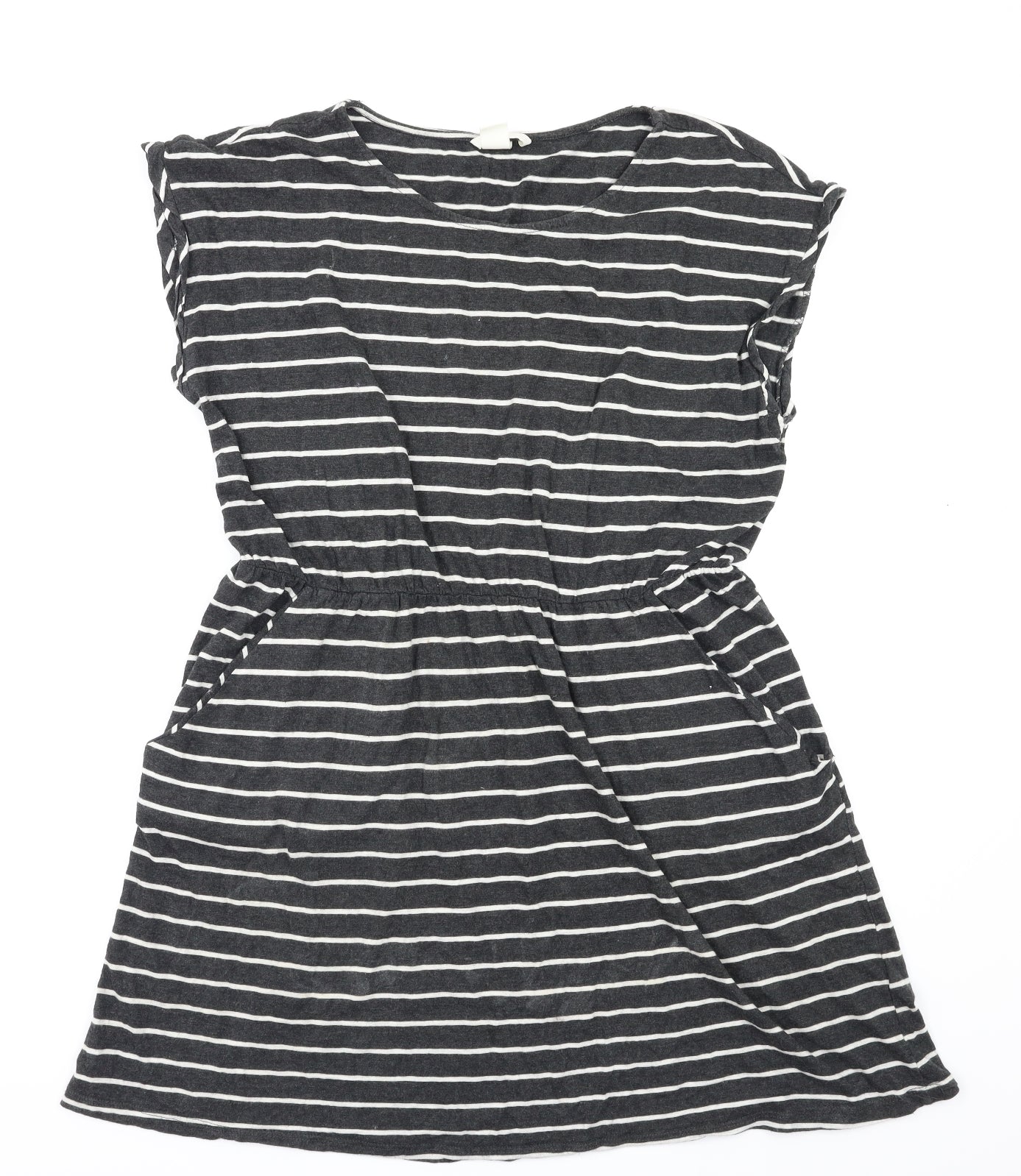 Basic Womens Black Striped  Fit & Flare  Size L