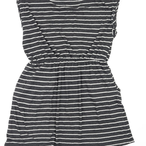 Basic Womens Black Striped  Fit & Flare  Size L
