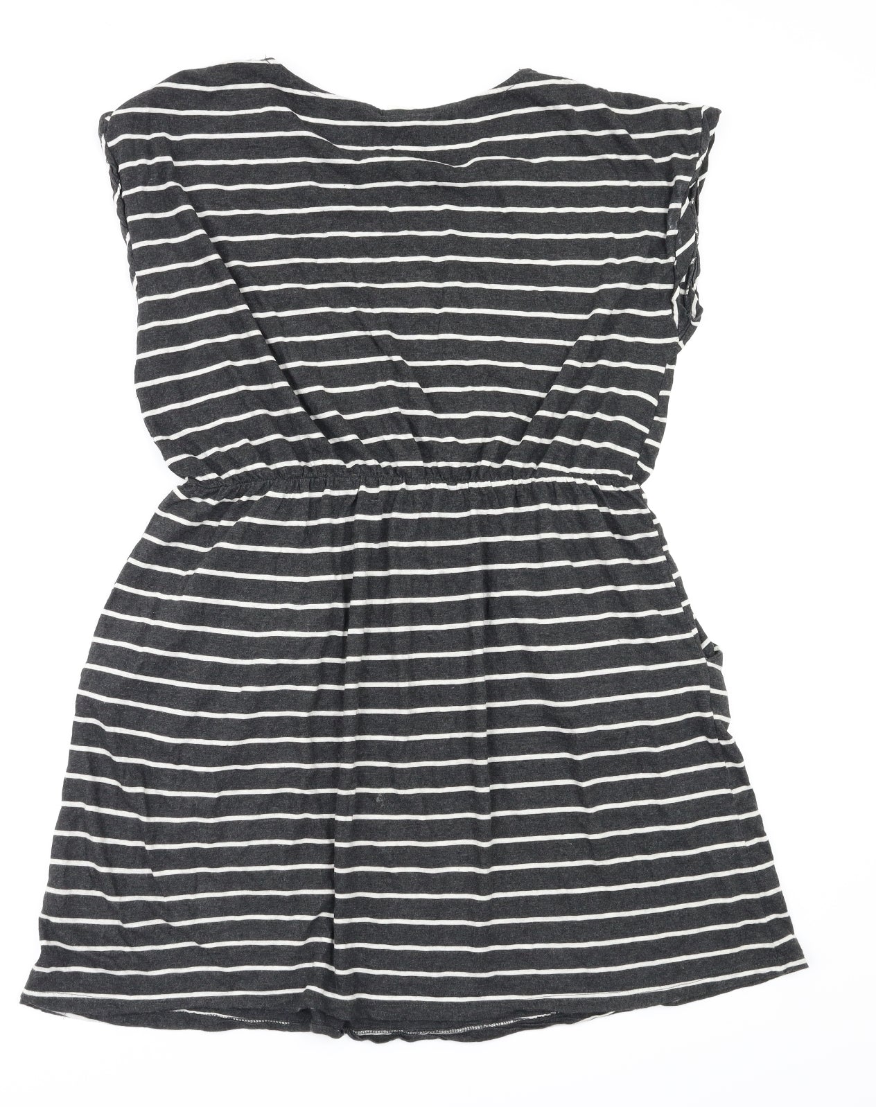 Basic Womens Black Striped  Fit & Flare  Size L