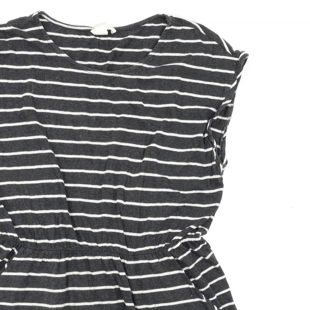 Basic Womens Black Striped  Fit & Flare  Size L