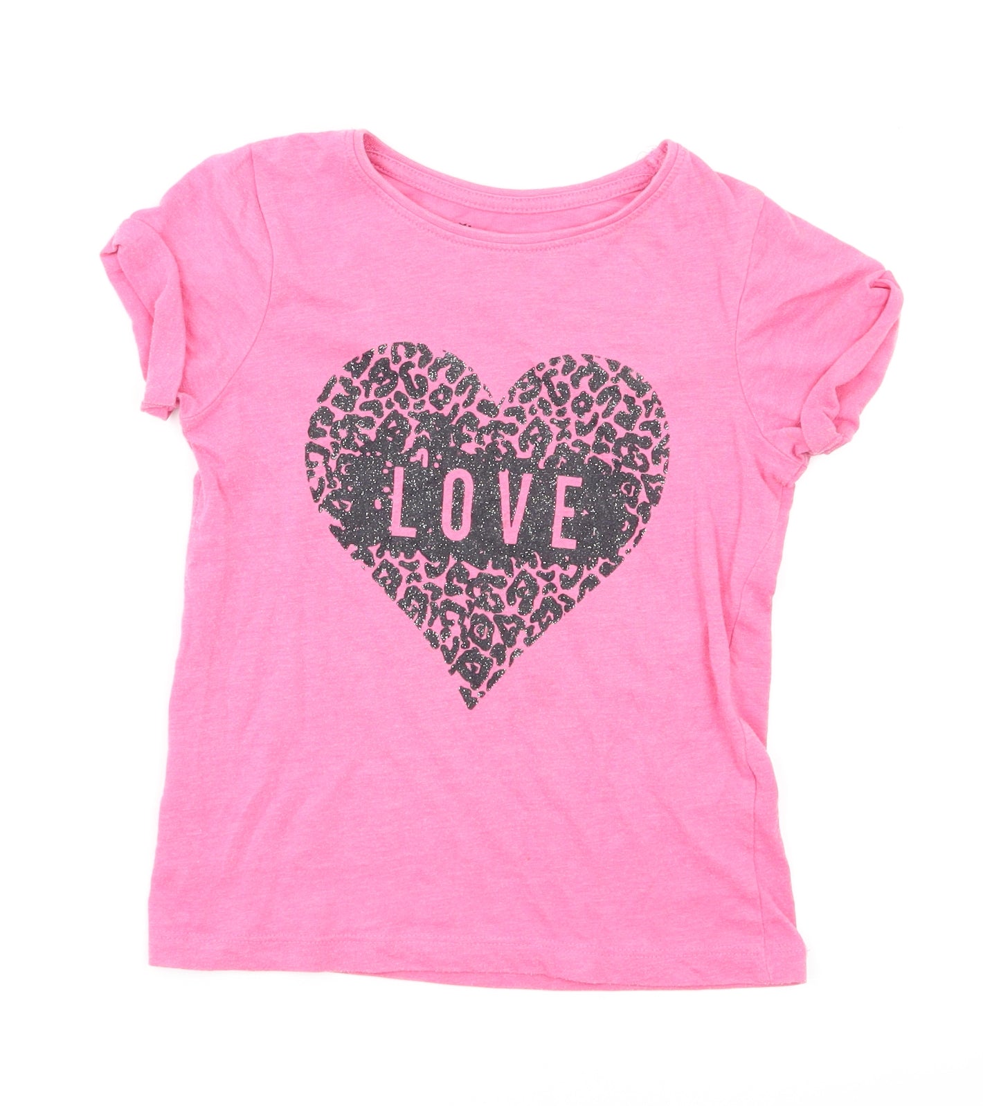 Primark Girls Pink Animal Print  Basic T-Shirt Size 7-8 Years