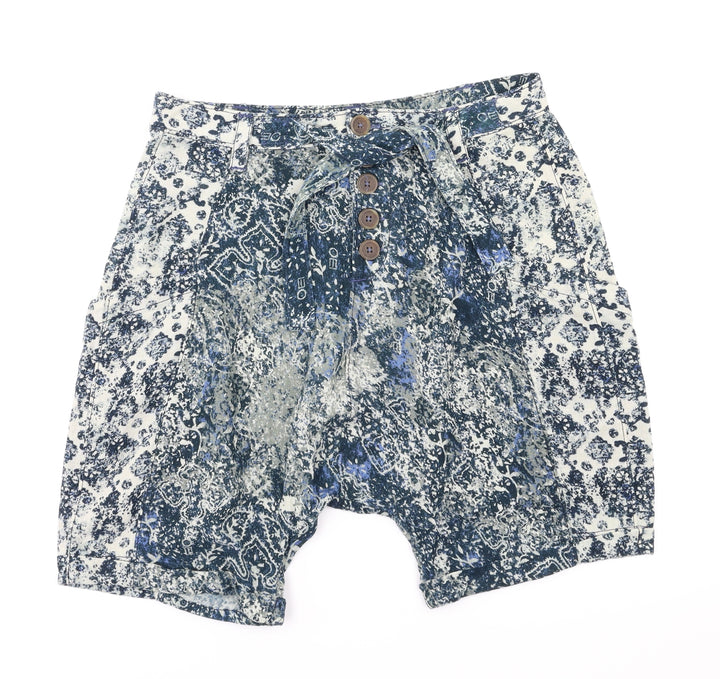 Five people Womens Blue Floral Paperbag Shorts Size 4