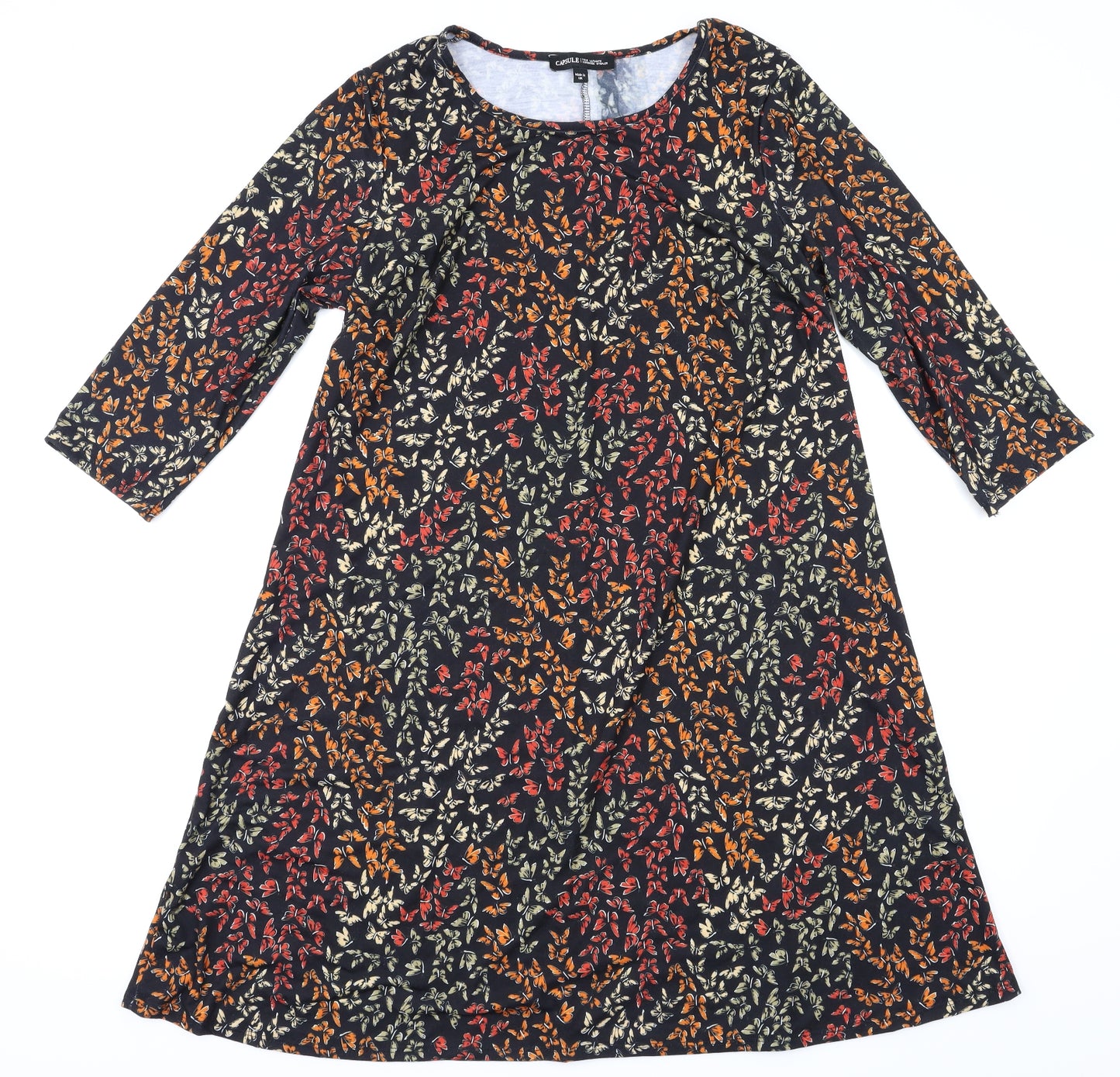 capsule Womens Black Floral  Fit & Flare  Size 14