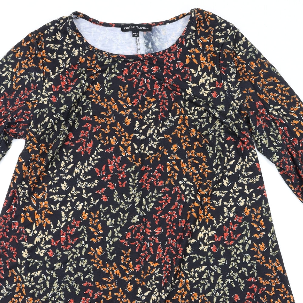 capsule Womens Black Floral  Fit & Flare  Size 14