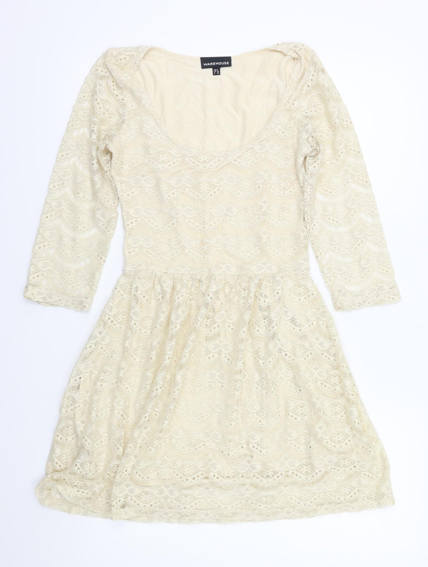 Warehouse Womens Ivory Floral  Fit & Flare  Size 6