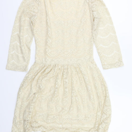 Warehouse Womens Ivory Floral  Fit & Flare  Size 6