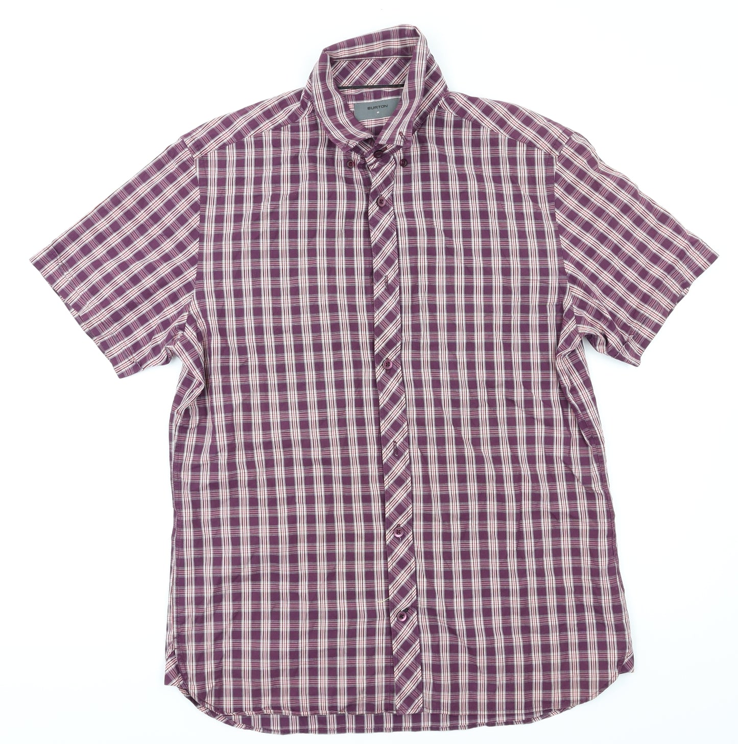 Burton Mens Purple Check   T-Shirt Size M