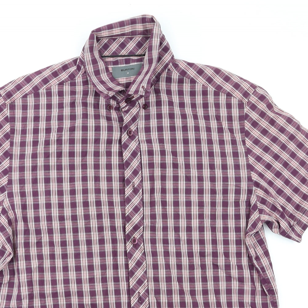 Burton Mens Purple Check   T-Shirt Size M