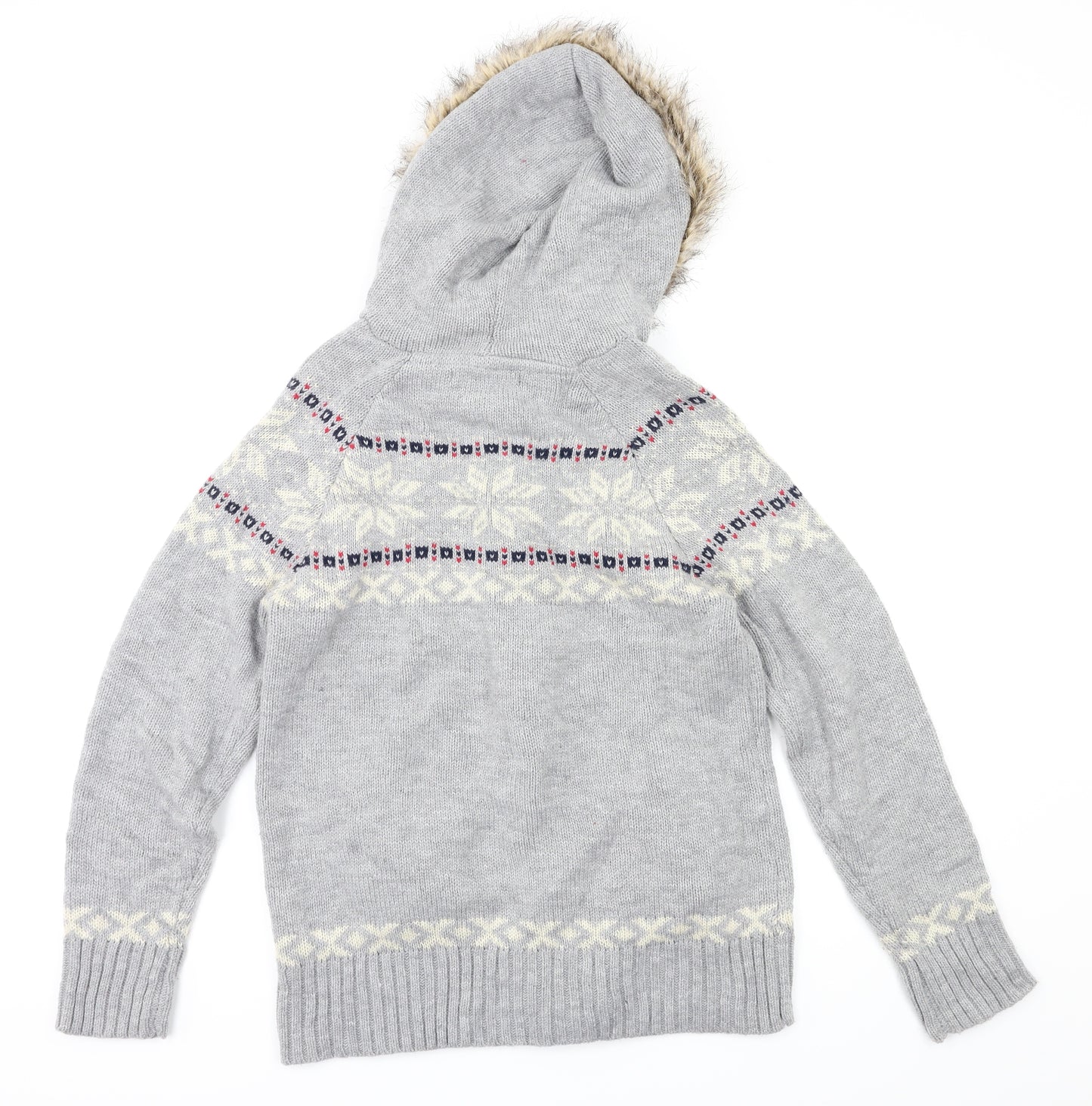 Primark Womens Grey Argyle/Diamond  Full Zip Hoodie Size 14