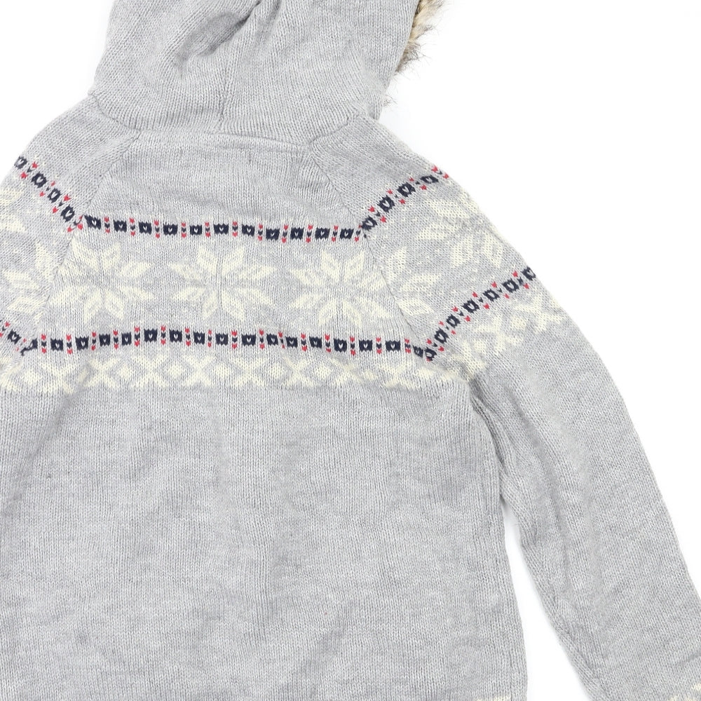 Primark Womens Grey Argyle/Diamond  Full Zip Hoodie Size 14