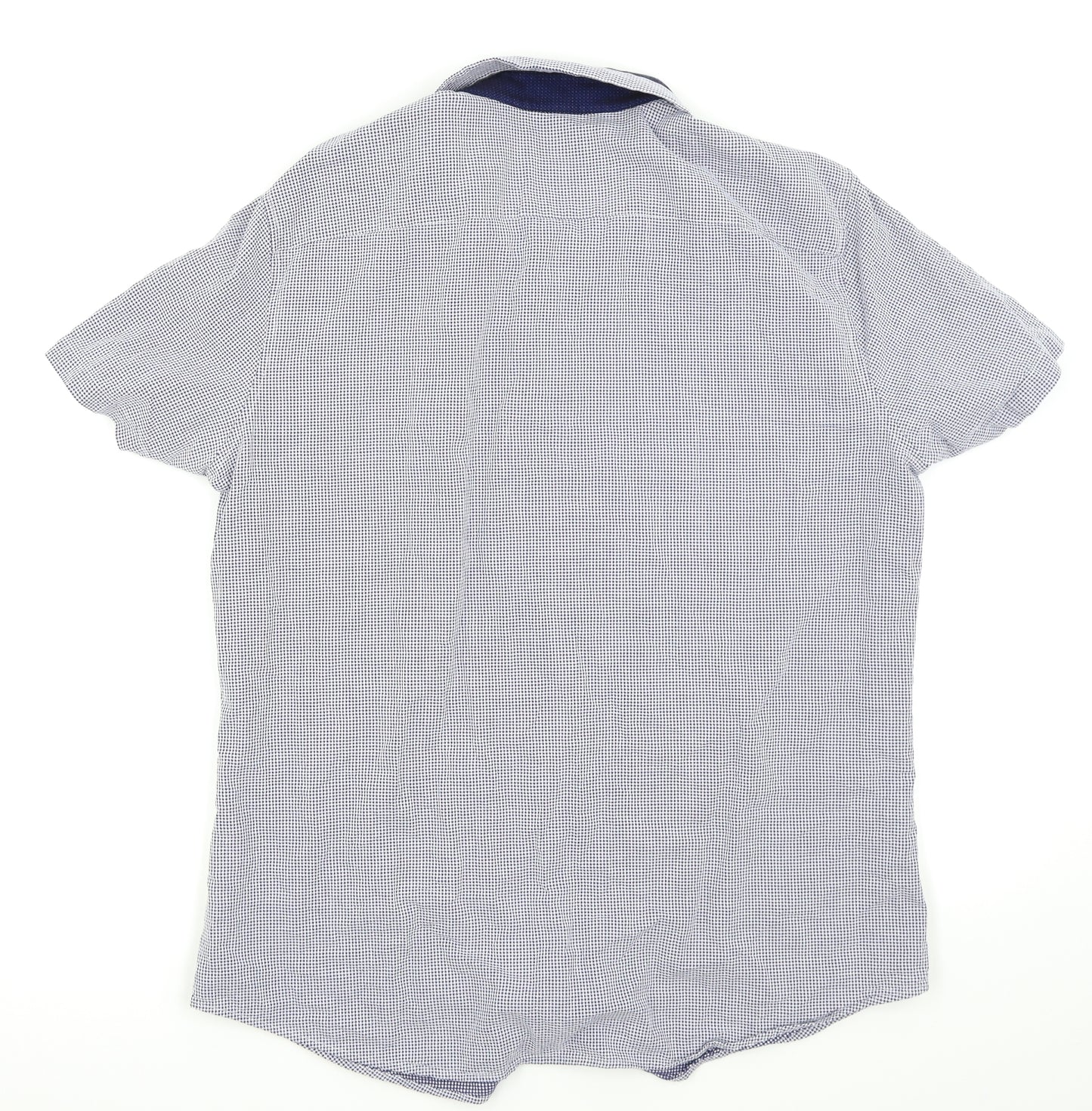 NEXT Mens Blue Houndstooth   Button-Up Size XL