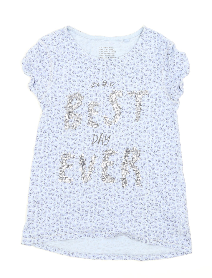 NEXT Girls Blue Floral  Basic T-Shirt Size 9 Years