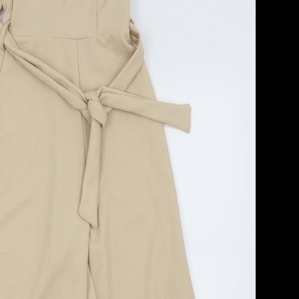 Boohoo Womens Beige Ikat  Jumpsuit One-Piece Size 10