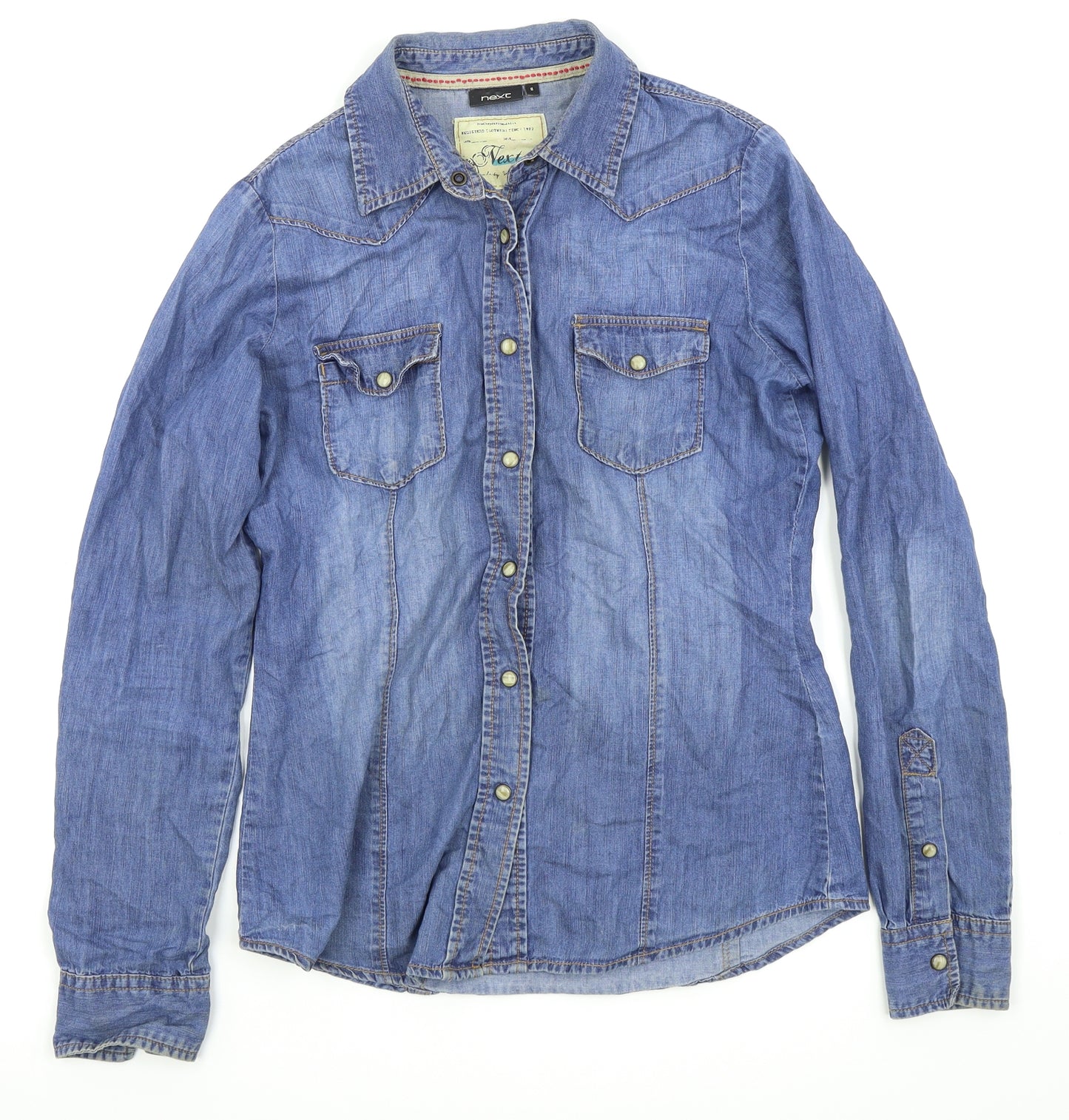 NEXT Womens Blue   Basic Button-Up Size 8