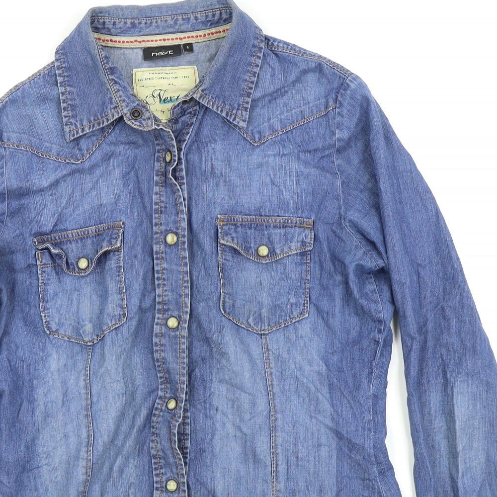 NEXT Womens Blue   Basic Button-Up Size 8