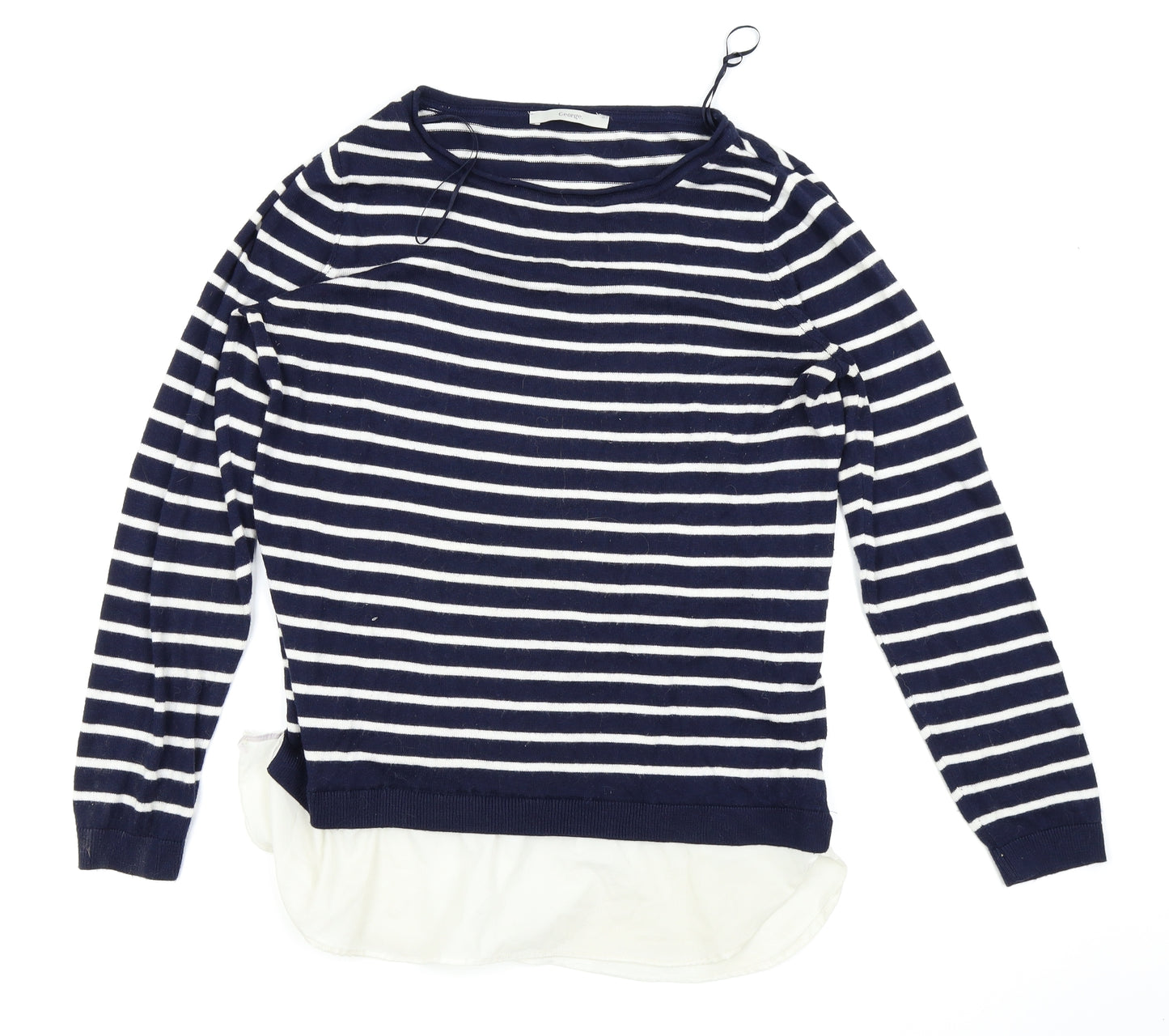 Asda George Womens Blue Striped  Basic T-Shirt Size 14