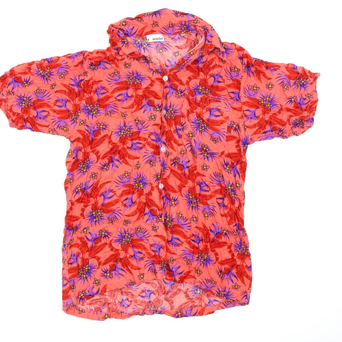 assign Womens Red Floral  Basic Button-Up Size L