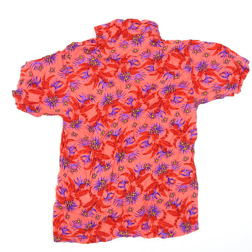 assign Womens Red Floral  Basic Button-Up Size L