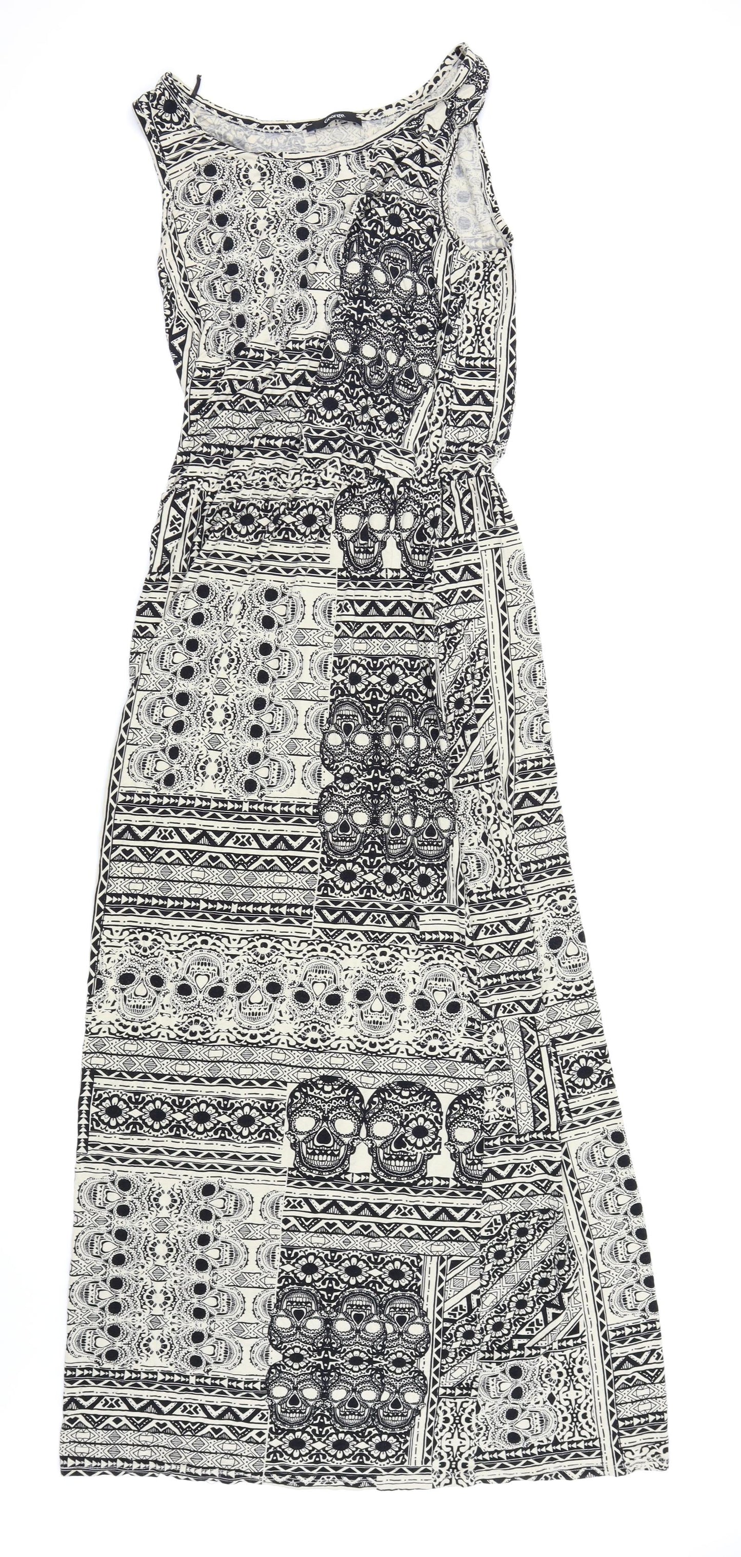 Asda George Womens White Geometric  Fit & Flare  Size 12