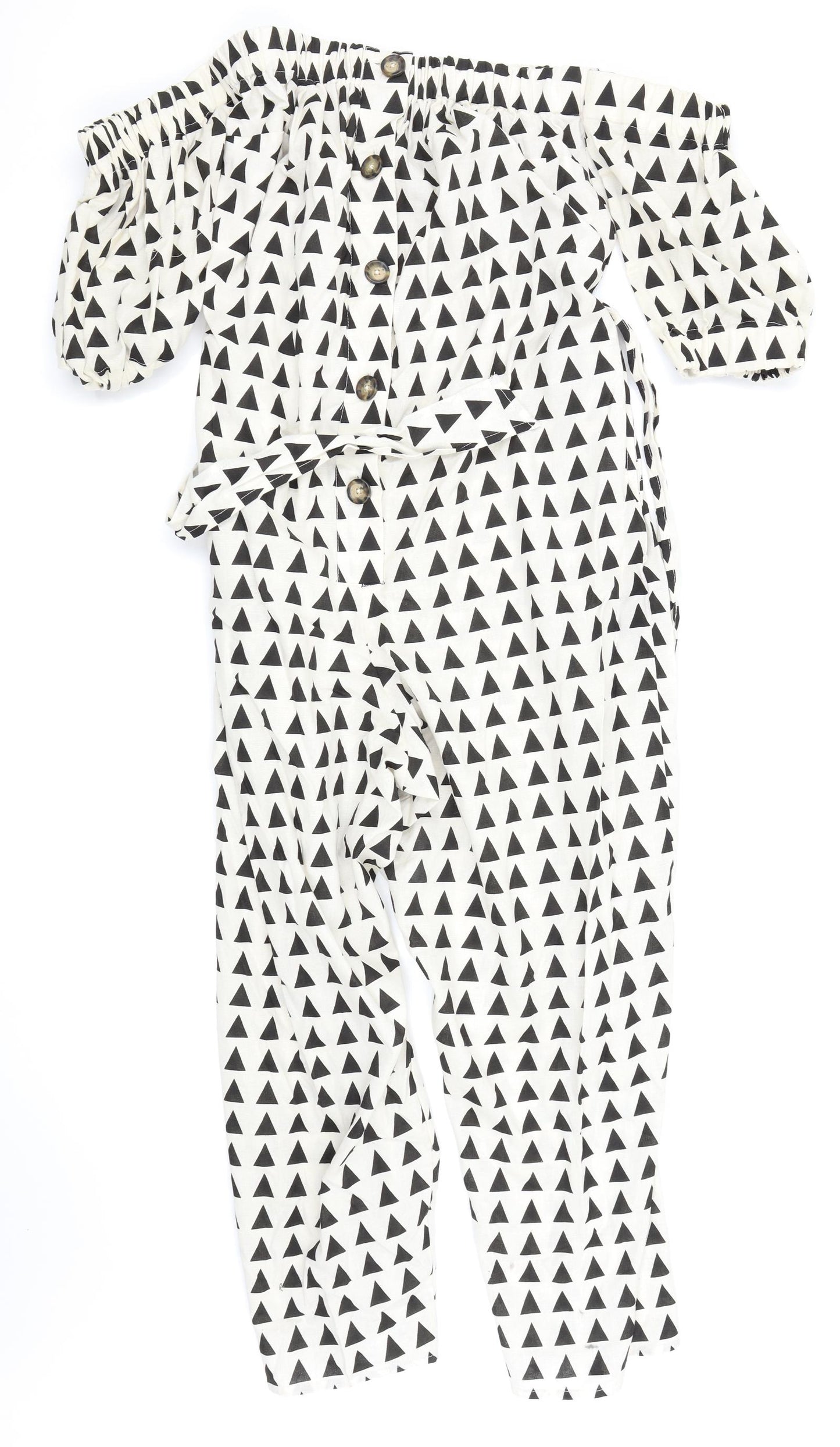 ASOS Womens White Geometric  Jumpsuit One-Piece Size 16